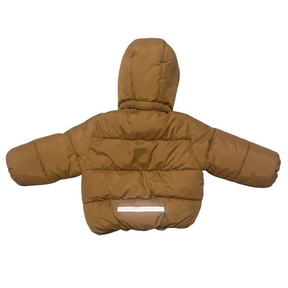 H&M Toddler Tan Puffer Jacket Detachable Hood Pockets Size 2T - Picture 2 of 6